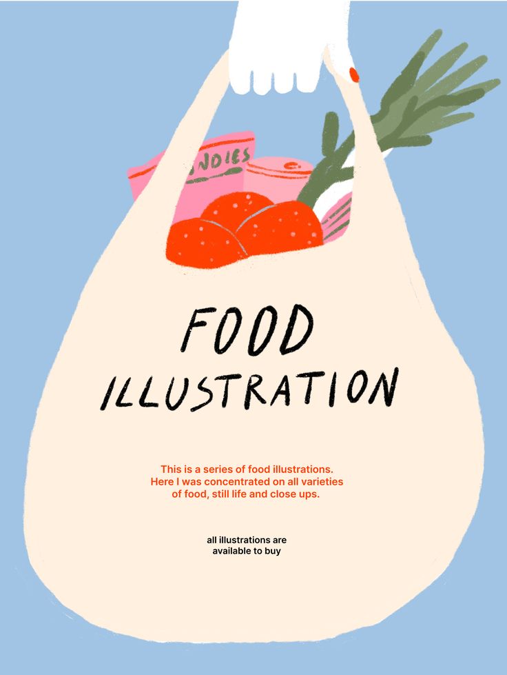 a poster with food illustrations on it and the words'food illustration'in black ink