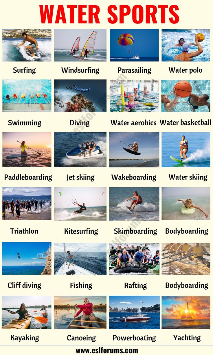 the water sports poster is shown in red and white