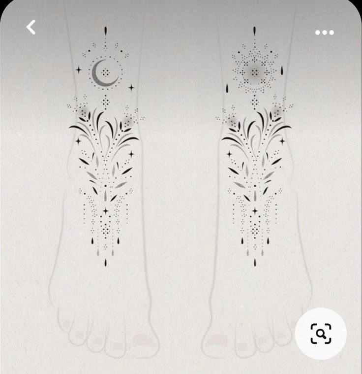 an image of two feet with flowers and stars on the bottom one is drawn in black ink