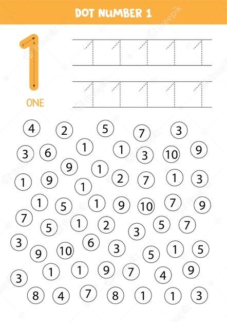 the number 1 worksheet for children to learn how to write and draw numbers