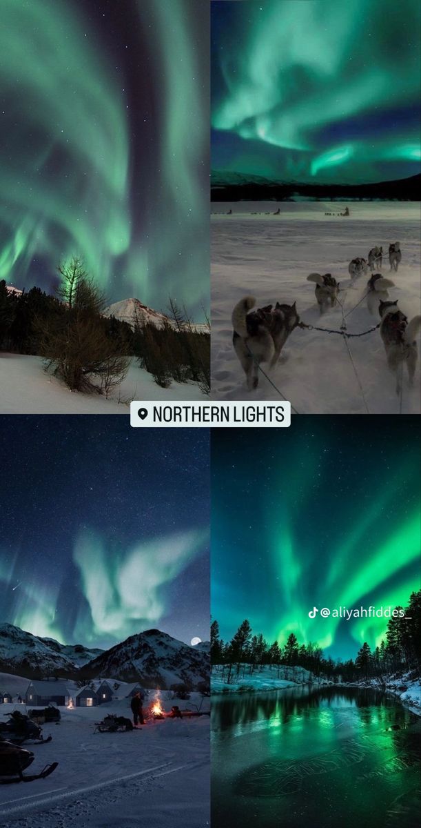 the northern lights are shining brightly in the sky