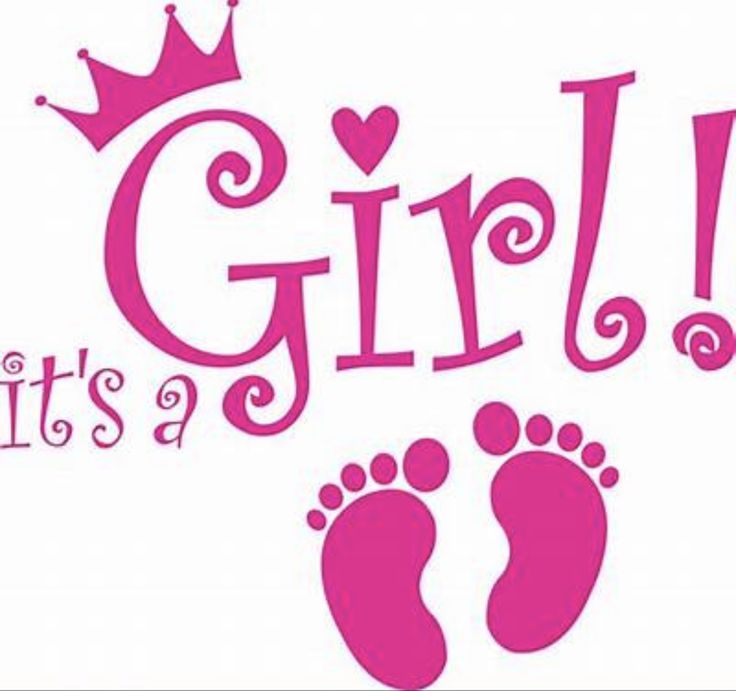 it's a girl with pink footprints and crown on white backgroung