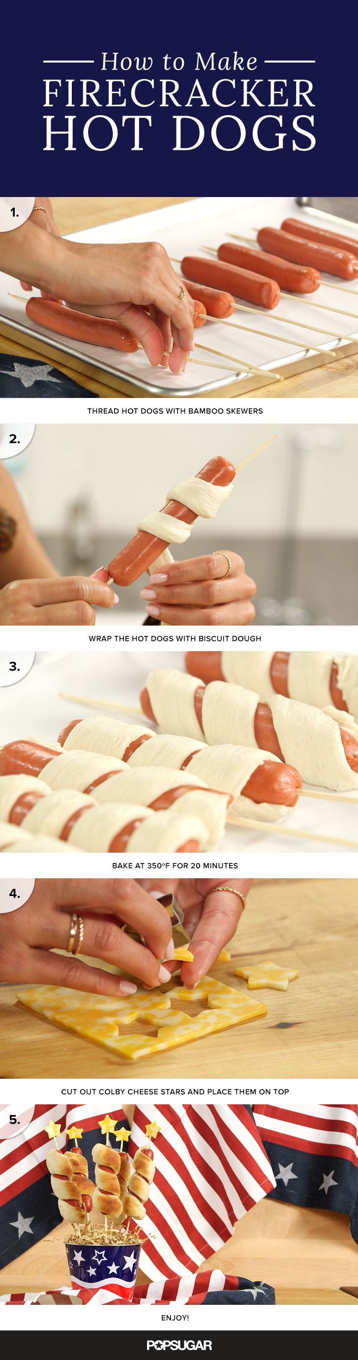 hot dogs are being prepared on a wooden table with american flags and buns in the background