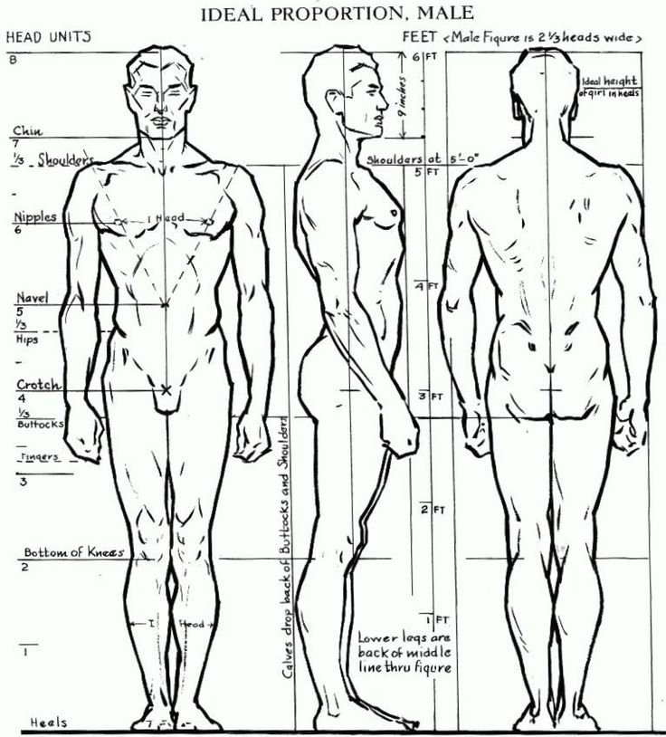 a drawing of three men standing in front of each other, with the same height and body