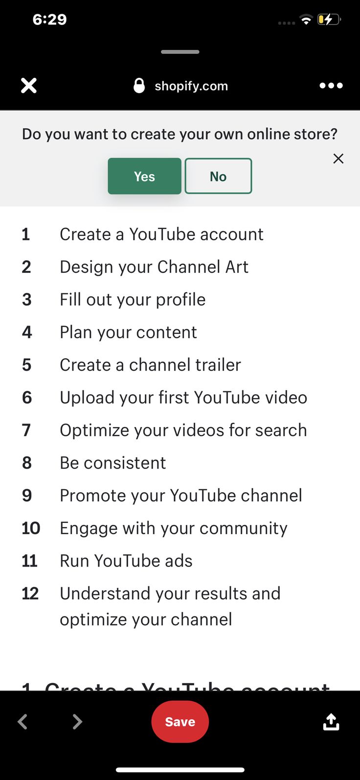 the youtube account screen is shown with an arrow pointing to the channel's content