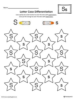 the letter s worksheet is filled with stars to help students learn how to spell