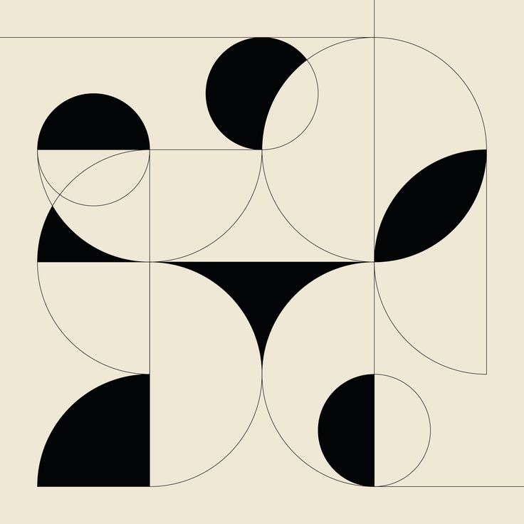 an abstract black and white design with circles on the bottom, in square formats