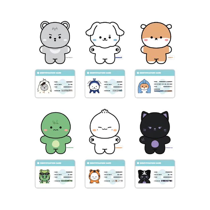 an image of cute animal stickers on a white background