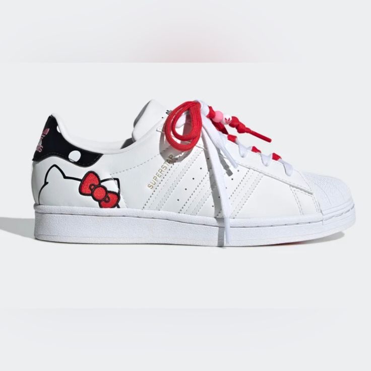 This Hello Kitty Shoes Are Everything If You Have Any Questions Please Contact Me. Thank You! Tenis Converse, Hello Kitty Shoes, Superstar Shoes, Adidas Shoes Superstar, Superstars Shoes, Hello Kitty Backgrounds, Adidas Originals Women, Hello Kitty Collection, Adidas Online