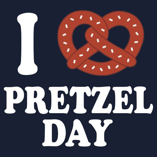 i love pretzel day with two pretzels in the shape of a heart