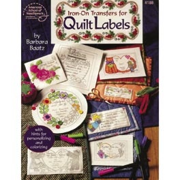 the book cover for iron - on transferers for quilt labels by barbara boatt