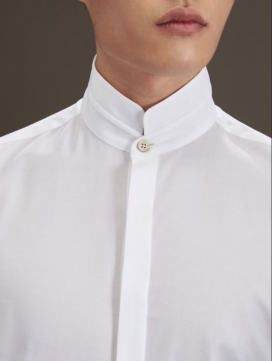 Mandarin Collar Suit Men, High Collar Shirts, Plain White Shirt, Mandarin Collar Shirt, Classic Blouses, Stylish Women Fashion, Latin Dance Dresses, Men Formal, Futuristic Fashion