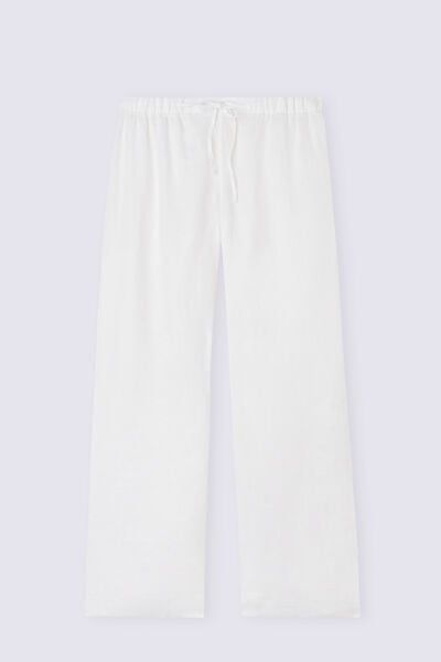 Full length pants in very practical and comfortable pure linen cloth, perfect for a casual style or to wear as comfy pajama pants. White Linen Bottoms For Relaxation, Relaxation Wide Leg Linen Bottoms, Comfy Pajama, Cloth Pants, Super Push Up, High Waisted Briefs, Pajamas Comfy, Strapless Bandeau, Linen Cloth