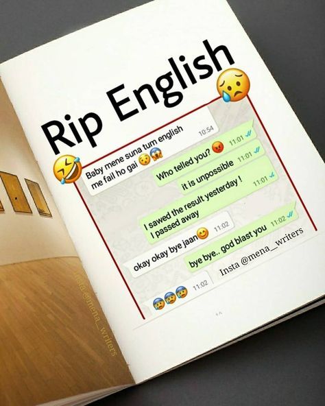 an open book with the words rip english written on it and emoticting smiley faces