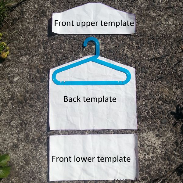 there are two pieces of paper with clothes pins attached to them and the words front upper template