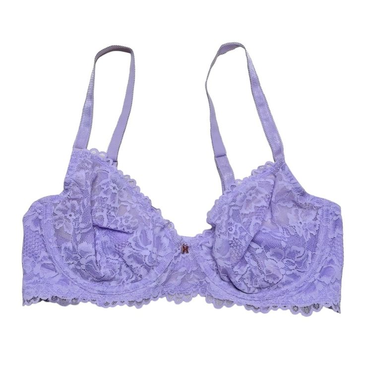 Size 36c New With Tags Color: Purple Lavender Feminine Purple Bra, Elegant Purple Bra With Lace Trim, Feminine Purple Underwire Bra, Feminine Fitted Lavender Bra, Lavender Feminine Bra, Purple Bra, Green Bralette, Purple Bras, Unlined Bra