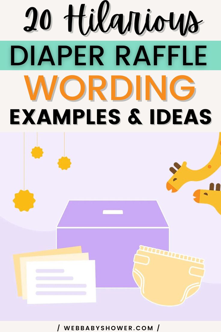 the words 20 brilliant diaper raffle wording examples and ideas are in front of an image of a giraffe