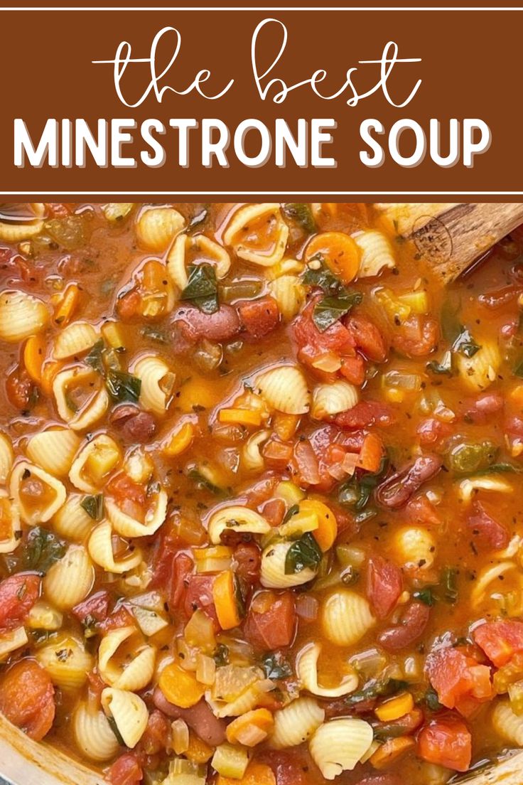 Minestrone soup recipe simmers in one pot on the stove top. Ministroni Soup Recipe, Monster Bars, Olive Garden Minestrone, Country Casserole, Olive Garden Minestrone Soup, Bean And Vegetable Soup, Weight Watchers Points Plus, Hearty Soup Recipes, Minestrone Soup Recipe