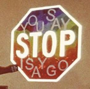 a stop sign with the words you say stop is y'ago written on it