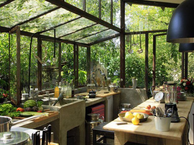 a kitchen filled with lots of counter top space