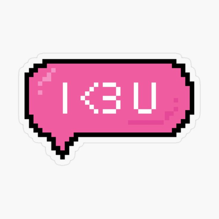 a pink speech bubble sticker with the word u8 on it's side