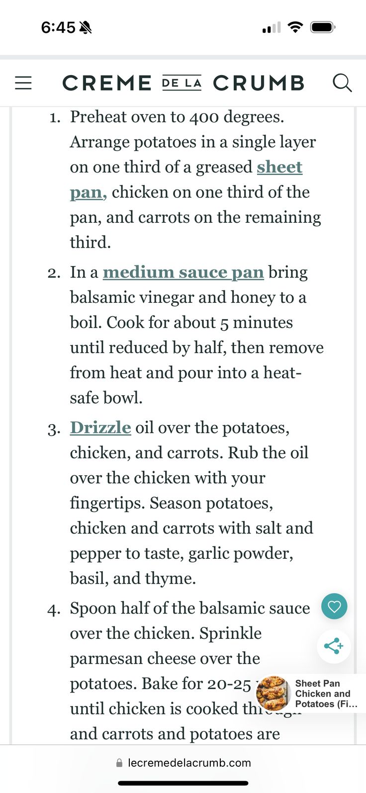 the recipe for cremee sea crumbs is shown on an iphone screen