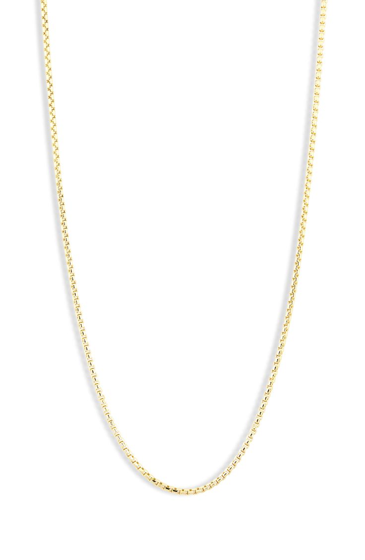 Just the right accent for any look, this 14-karat gold chain necklace showcases layered, serpentine-like links. 22" length 14k gold Made in Italy 14k Gold Box Chain Necklace With Rectangular Links, 14k Yellow Gold Box Chain Necklace, Yellow Gold Necklaces With Oval Link Box Chain, 14k Gold Oval Link Box Chain Necklaces, Yellow Gold Necklace With Oval Link Box Chain, 14k Yellow Gold Curb Chain Necklace, Yellow Gold-plated Box Chain Necklace, Yellow Gold Plated Box Chain Necklace, Yellow Gold Link Necklace With Box Chain