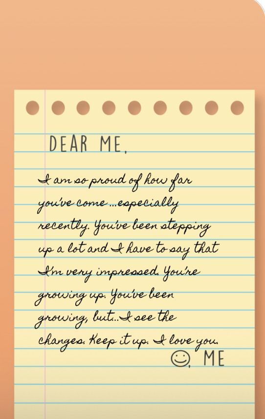 a note with the words dear me written on it