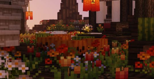 an image of a flower garden in minecraft