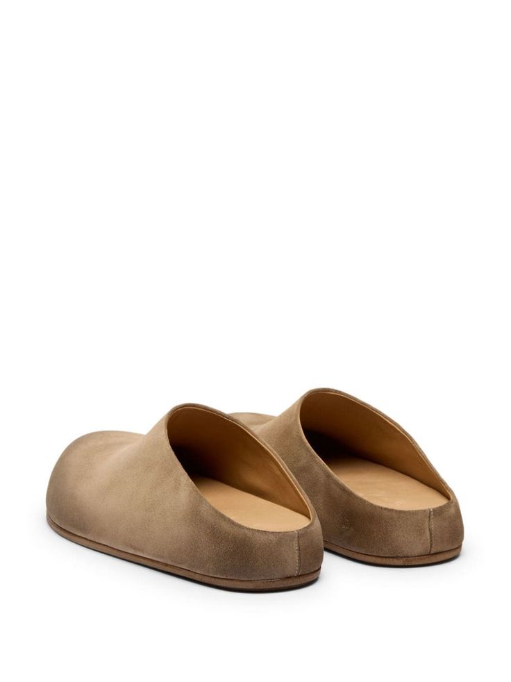 Find MARSÈLL Grande Suede Mules on Editorialist. camel brown suede round toe slip-on style branded leather insole flat leather sole Suede Slip-ons With Leather Sole And Round Toe, Suede Flats With Leather Footbed, Beige Flat Slip-ons With Leather Sole, Suede Slip-ons With Rubber Sole, Suede Slip-ons With Suede Lining And Closed Toe, Brown Suede Clogs With Textured Sole, Beige Suede Slip-ons With Suede Lining, Suede Flats With Leather Sole And Round Toe, Beige Leather Flat Slip-ons