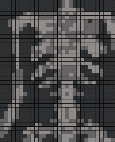 a black and white image of a man's face made out of squares in grey tones