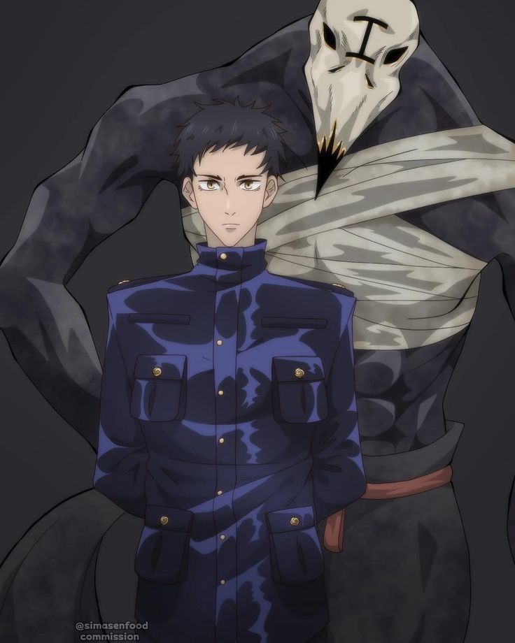 an anime character standing next to another character