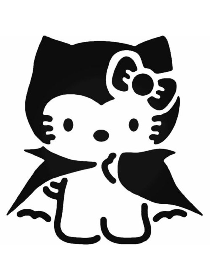 a black and white image of a hello kitty