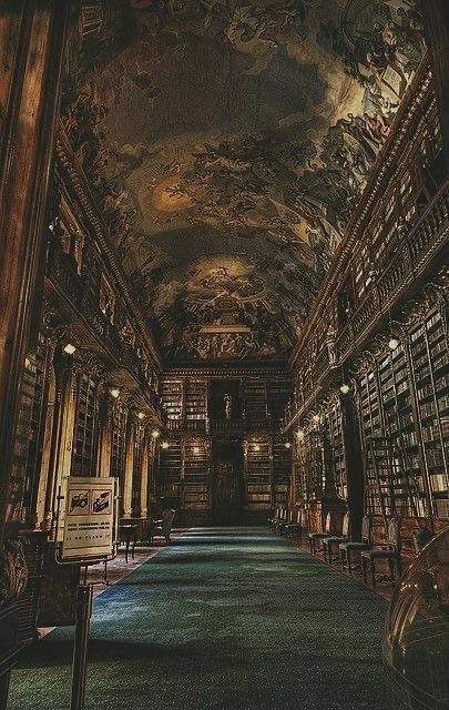 a long room filled with lots of books