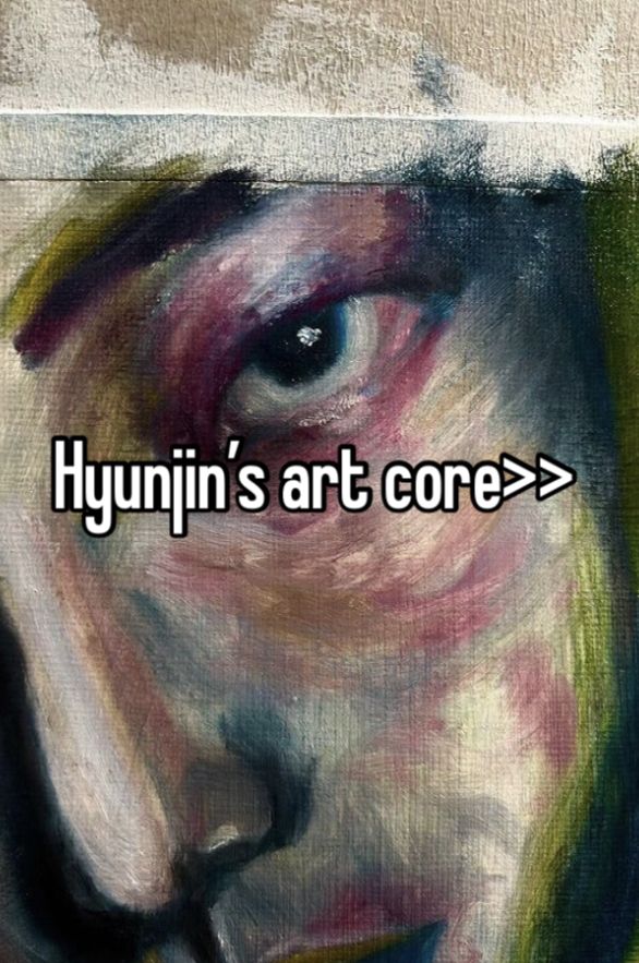 a painting with the words hyann's art core in white and black