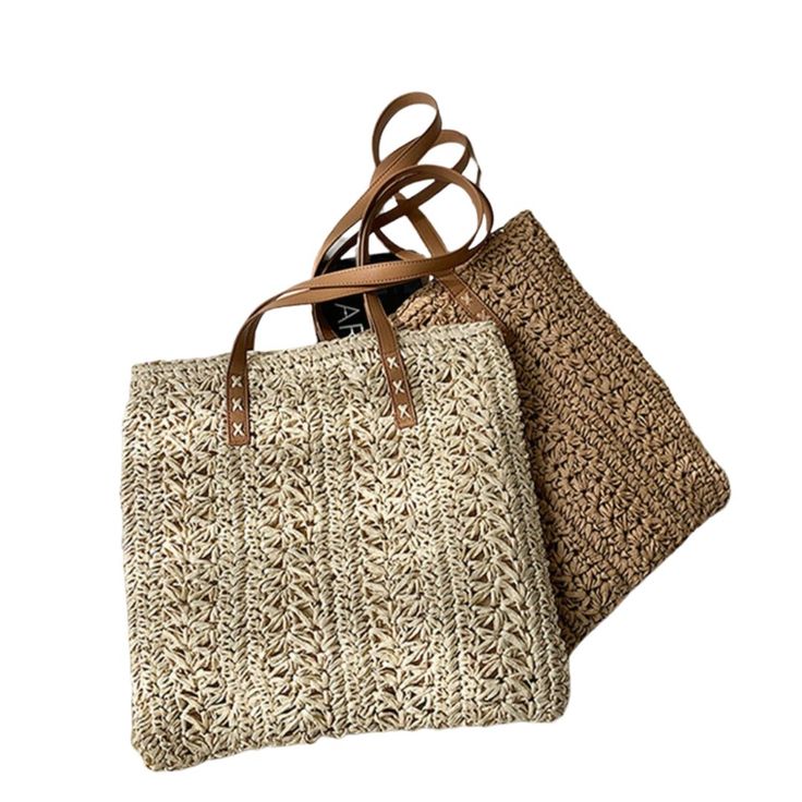 Casual Paper Straw Tote Shoulder Bag, Trendy Open Weave Straw Bag For Daily Use, Casual Tote Shoulder Bag In Paper Straw, Trendy Beige Bags In Natural Fiber, Casual Large Capacity Crochet Basket Bag, Beige Straw Beach Bag For Daily Use, Beige Jute Bags For Beach Season, Chic Straw Bag For Everyday Vacation Use, Chic Straw Bag For Vacation And Everyday Use