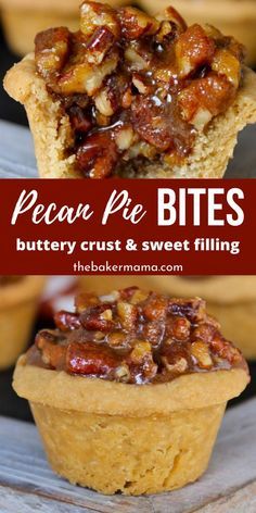 pecan pie bites with buttery crust and sweet filling are the perfect dessert to eat