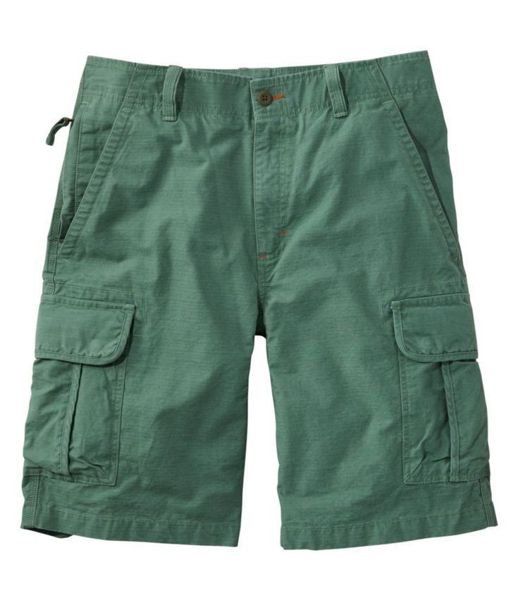 Our ultrarugged cargo shorts – praised by customers for their functional design and meticulous construction. Natural Fit: Sits at waist. Roomy through hip and thigh. Inseam: 10". 100% cotton canvas. Machine wash and dry. Triple-needle stitching at stress seams adds durability. Generous side cargo pockets and two back patch pockets – all with snap-closing flaps. On-seam pockets with a zippered security pocket on the right side. Gusseted crotch for ease of movement. Plenty of functional pockets fo Green Cargo Shorts With Pockets For Outdoor, Military Style Shorts For Outdoor With Pockets, Green Military Cargo Shorts With Pockets, Military Cargo Shorts With Side Pockets, Military Cargo Shorts With Multiple Pockets For Outdoor, Ll Bean, Back Patch, Functional Design, Cargo Shorts