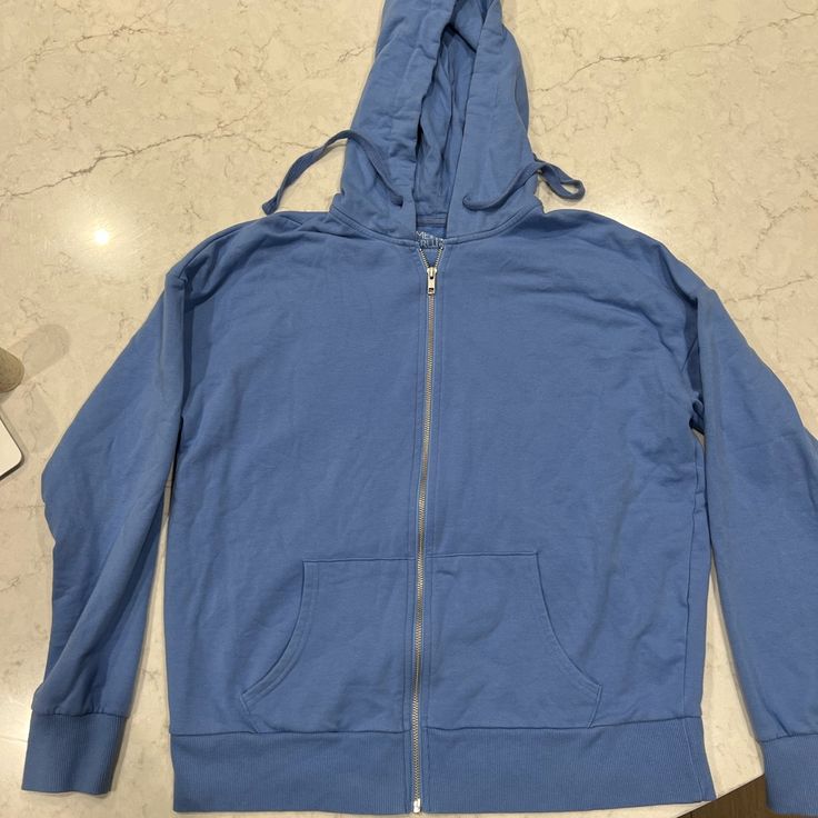 From Walmart Blue Zip Up Hoodie Condition Brand New Blue Outerwear For Spring Loungewear, Light Blue Hoodie For Fall, Basic Blue Hoodie For Winter, Basic Blue Winter Hoodie, Light Blue Hooded Top For Fall, Casual Blue Sweatshirt For Loungewear, Light Blue Cotton Outerwear With Drawstring Hood, Blue Hooded Tops For Fall, Trendy Blue Hoodie For Fall