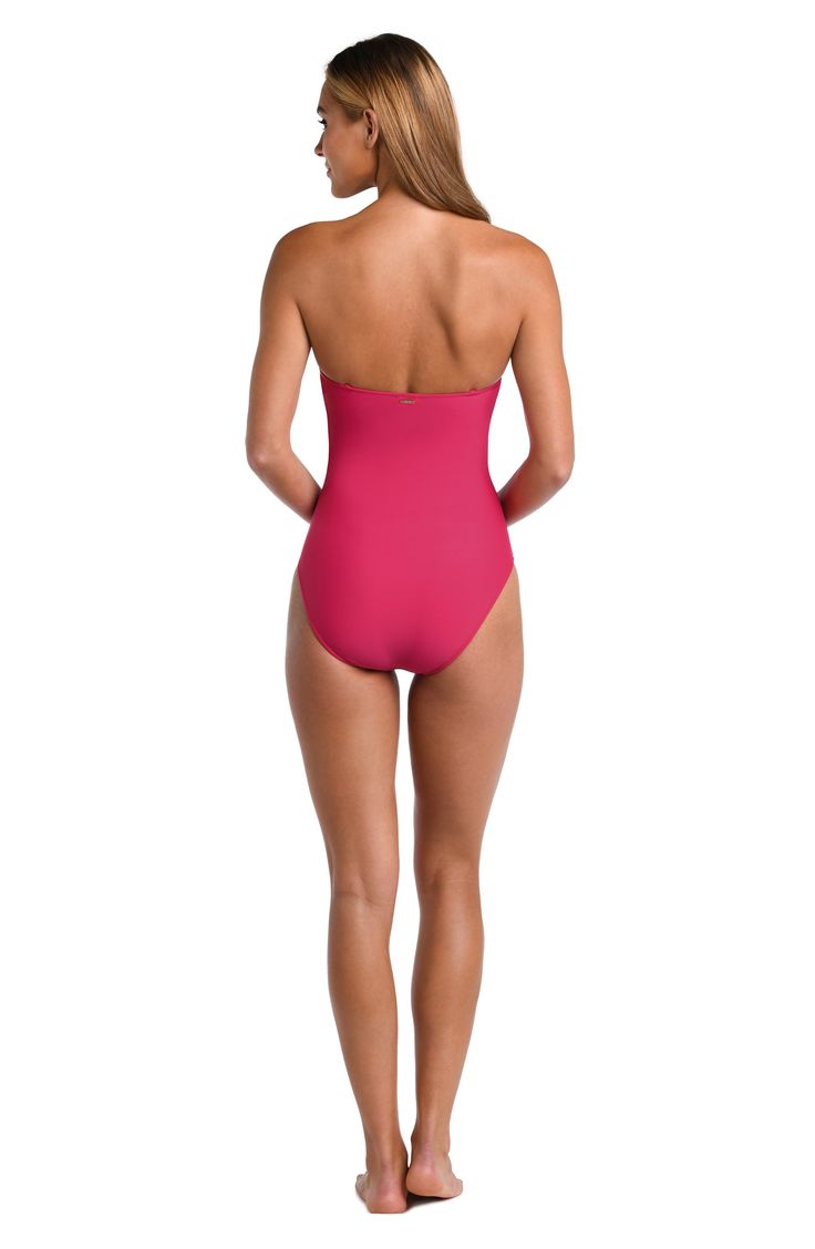 Removable straps make tanlines optional when you choose this ruched one-piece swimsuit designed with powermesh for a supportive, shaping fit. Pull-on style Removable, adjustable straps Removable cups Moderate back coverage 80% nylon, 20% elastane Hand wash, line dry Imported lined Nylon Swimwear With Built-in Cups For Pool, Pink Nylon Swimwear With Lined Body, Sleeveless Micro-elastic Swimwear For Swimming, Underwire Polyamide Swimwear For Swimming, Micro-elastic Sleeveless Swimwear, Micro-elastic Swimwear For Swimming, Nylon Smoothing Swimwear, Smoothing Nylon Swimwear, Solid Strapless Swimwear With Smoothing Details