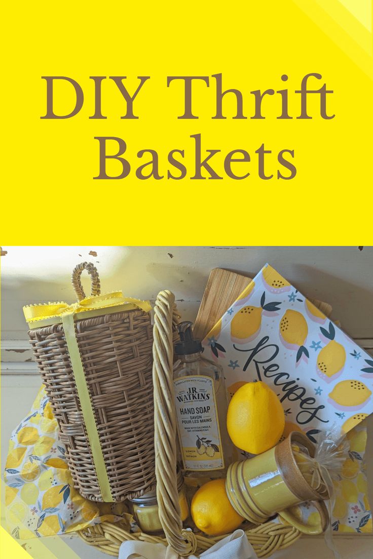 a basket filled with lemons and other items