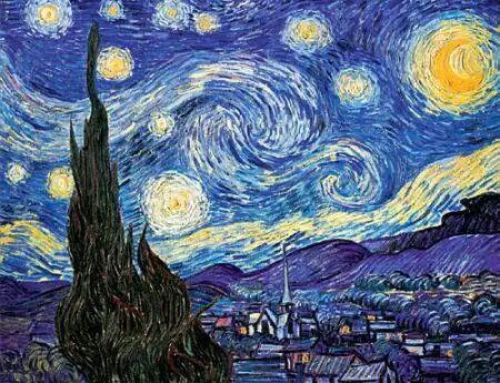 the starry night is shown in this painting