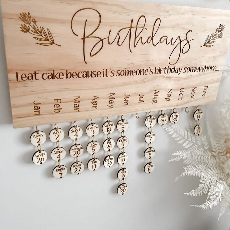 a wooden birthday sign hanging on the wall