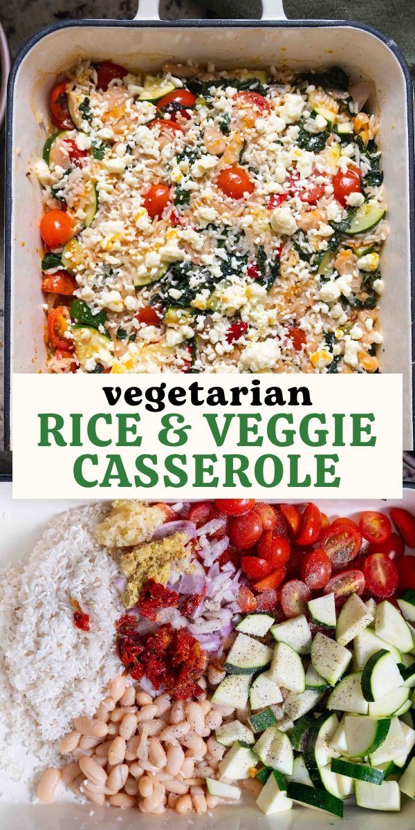 vegetarian rice and veggie casserole is an easy, healthy side dish