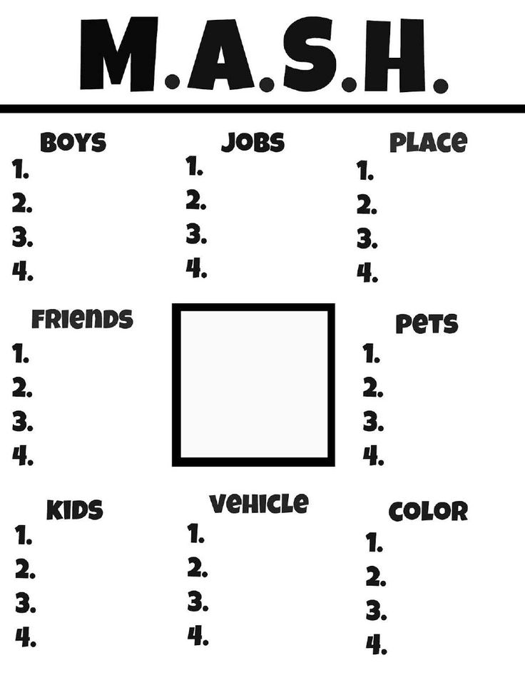 a black and white poster with the words mash, boys jobs place 1 2 3 4