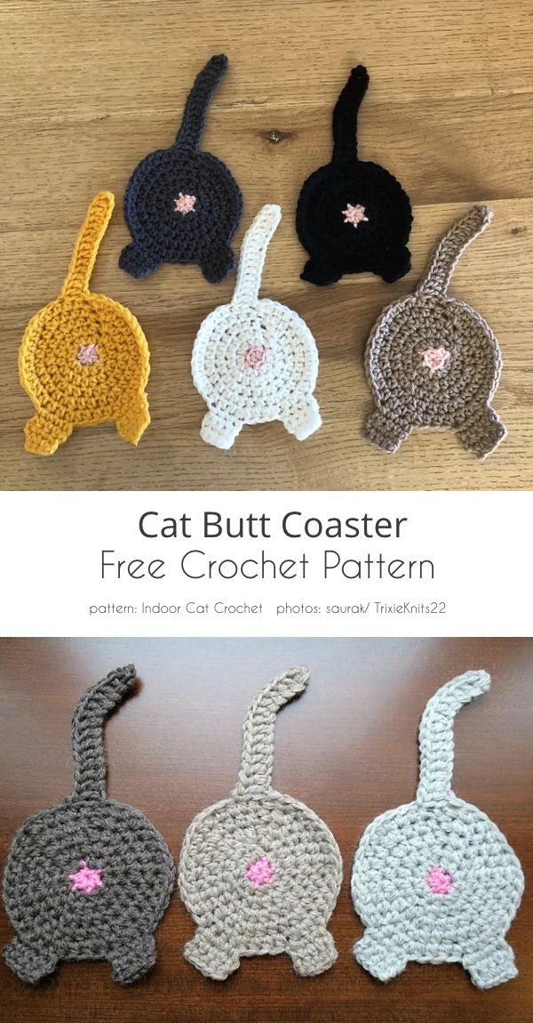 Kat Haken, Chat Crochet, Crochet Coasters Free Pattern, Crochet Mignon, Confection Au Crochet, Crochet Cat Pattern, Crochet Coaster Pattern, Beginner Crochet Projects, Crochet Simple