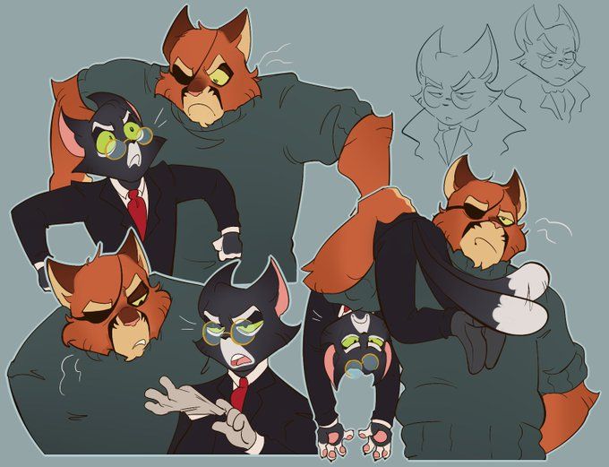 an image of some cats in suits and ties with one cat on the other side