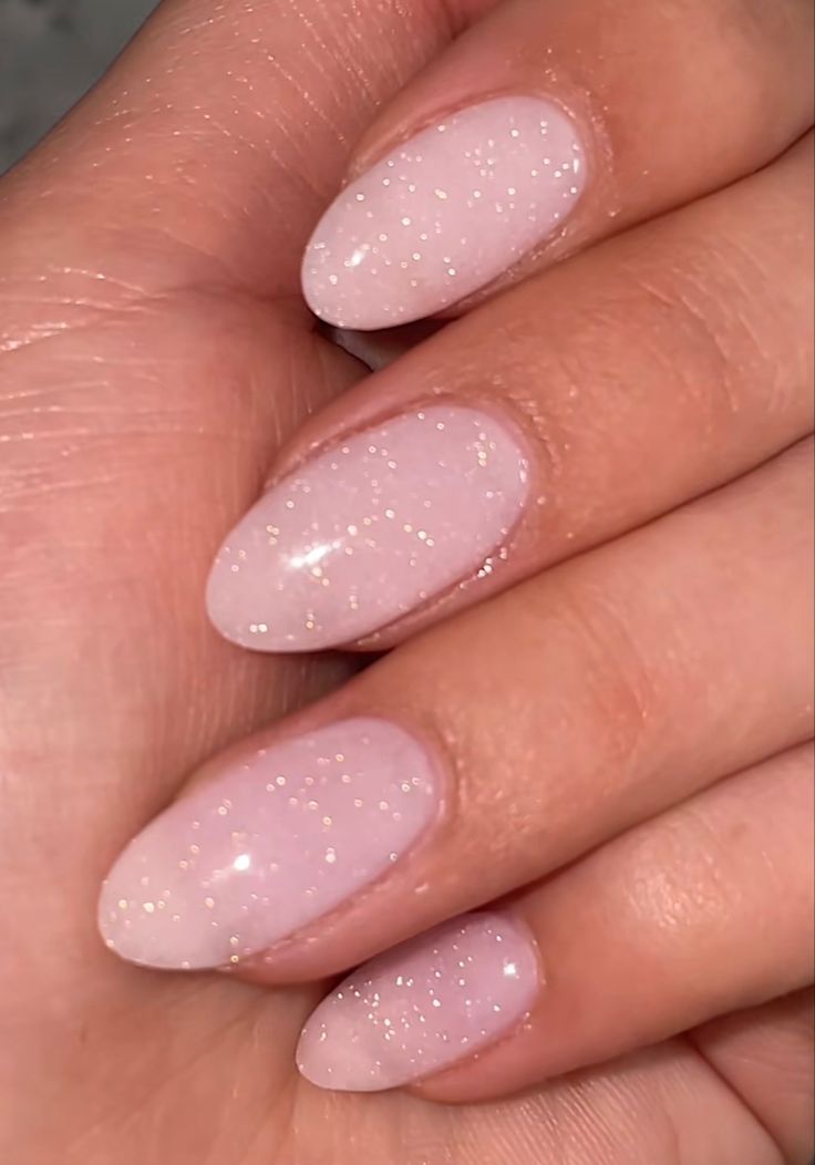 Sparkly Pink Nails, White Sparkle Nails, Pink Sparkle Nails, Pink Sparkly Nails, Blush Pink Nails, Pink Glitter Nails, White Glitter Nails, Her Nails, Almond Acrylic Nails