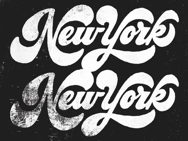 the words new york and new york written in white ink on a black paper background