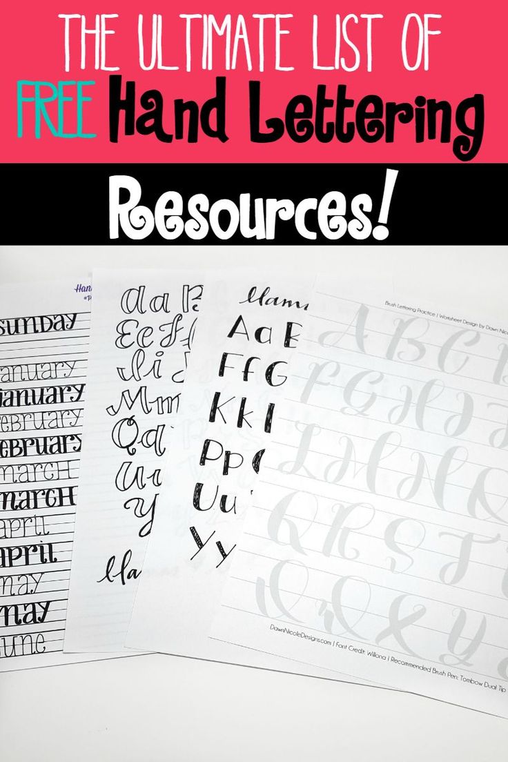 the ultimate list of free hand lettering resources for kids and adults to use in their handwriting